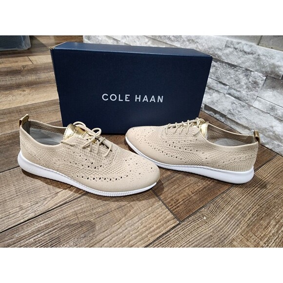Cole Haan 2 Zerogrand Stitchlite Oxford Perforated Lace Up Womens Rye Knit Sz 10 - Picture 1 of 8